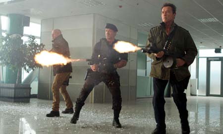 The Expendables 2 shoot it out.