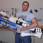 Working rail-gun rifle produced with a 3-d printer. Working rail-gun rifle produced with a 3-d printer.