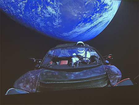 Visit the live-view of the first car in space!